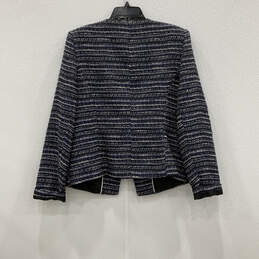 Womens Blue Black Striped Tweed Long Sleeve One Button Blazer Size 14 alternative image