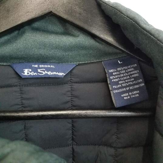 Ben Sherman men's dark green puffer zip jacket L image number 3