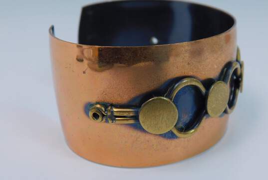 Vintage Mid Century Modern Copper & Brass Cuff Bracelets 90.9g image number 5