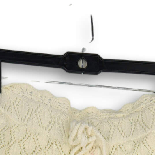 NWT Womens White Flat Front Crochet Drawstring Hot Pants Shorts Size Large image number 3
