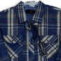 NWT Mens Blue Plaid Spread Collar Roll Tab Sleeve Button-Up Shirt Sz Medium image number 3