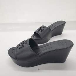 Tory Burch Women's Black Leather Platform Slide Wedge Sandals Size 8.5M alternative image
