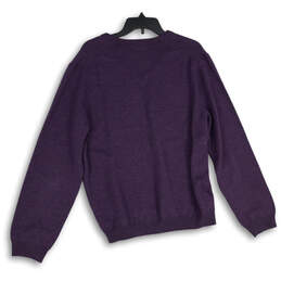 Mens Purple Knitted V-Neck Long Sleeve Pullover Sweater Size Large alternative image