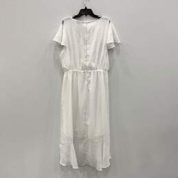 NWT Womens White Ruffle Short Sleeve V-Neck Back Zip Wrap Dress Size 20 alternative image