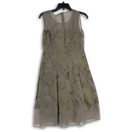 NWT Womens Gray Floral Sleeveless Round Neck Pleated Fit & Flare Dress Sz 2 alternative image