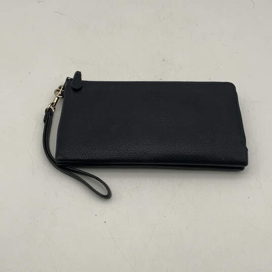 Buy the Womens Black Pebble Leather Detachable Strap Zipper Pockets ...