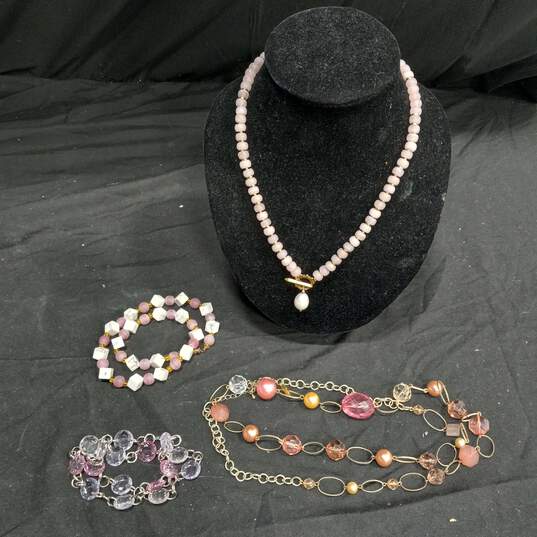 4 pc Pink Necklace bundle image number 1
