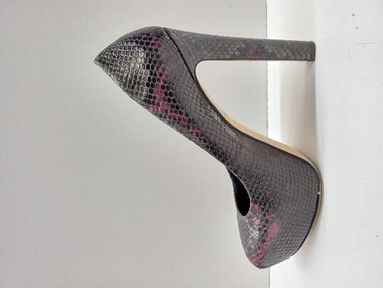 Brian Atwood Women's Black Purple Snake Print Platform Heels Size 7.5 image number 2
