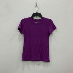 Womens Purple Short Sleeve Crew Neck Pullover T-Shirt Size Small