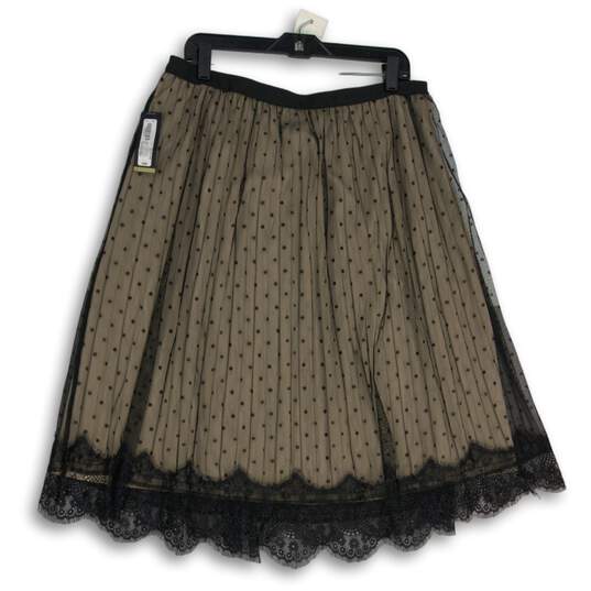 NWT Worthington Womens Black Beige Lace Scalloped Hem A-Line Skirt Size 14 image number 1