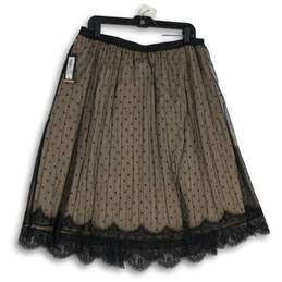 NWT Worthington Womens Black Beige Lace Scalloped Hem A-Line Skirt Size 14