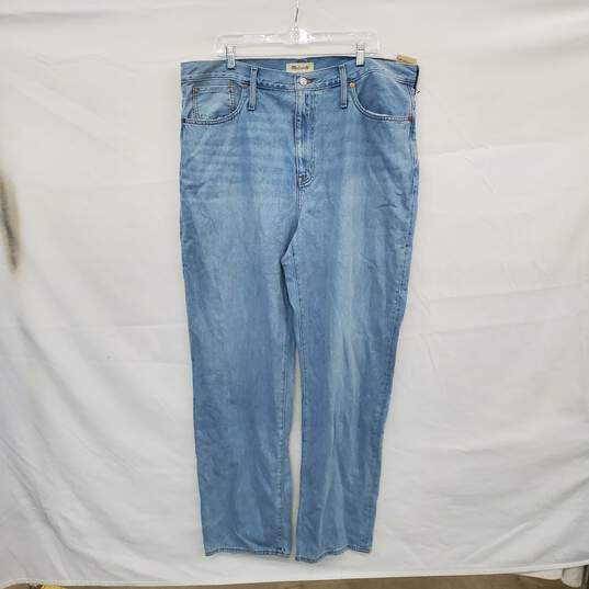 Madewell Blue Cotton Baggy Straight Jeans WM Size 33 NWT image number 1