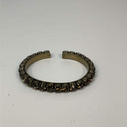 Designer J. Crew Gold-Tone Rhinestone Classic Cuff Bracelet With Dust Bag