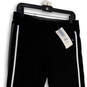NWT Womens Black Striped Flat Front Elastic Waist Track Pants Size M 8-10 image number 3