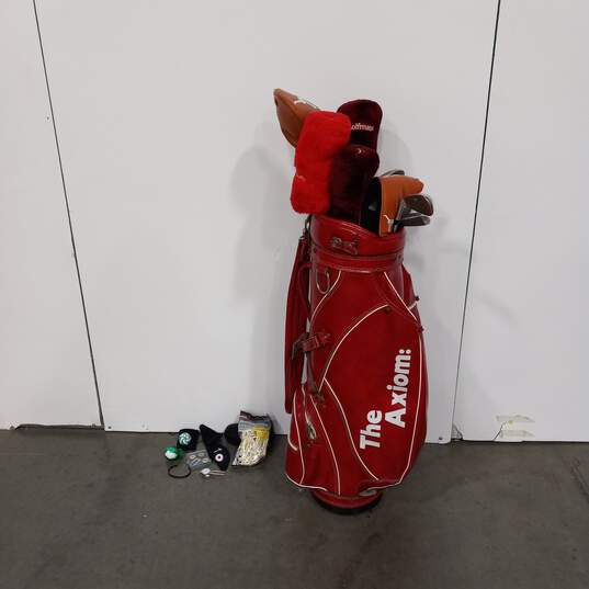 The Axiom 13 Clubs Golf Bag and Clubs - Red Leather Bag image number 1