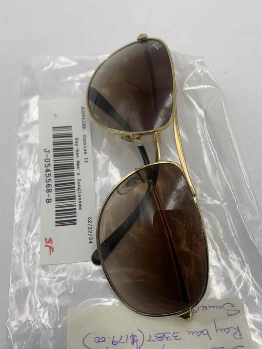Mens Brown Gradient Lens Metal Frame Aviator Sunglasses J-0550898-H image number 8