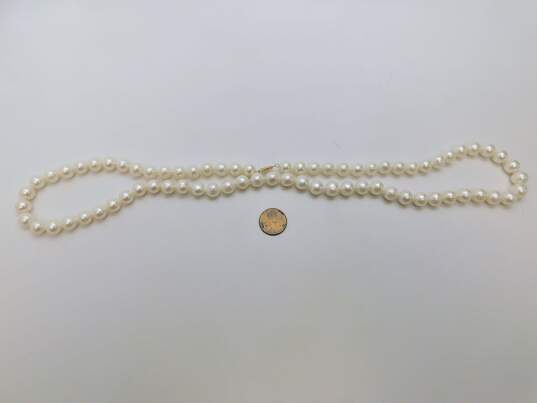 14K Yellow Gold Clasp 9.4mm Cultured Pearl Necklace 96.7g image number 5