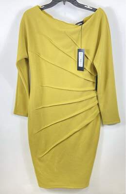 New York & Company Women Yellow Off The Shoulder Sheath Dress L