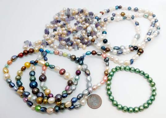 Artisan Dyed Pearl & Amethyst Beaded Necklaces & Bracelet image number 6