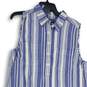 Womens Blue White Striped Sleeveless Spread Collar Knee Length Shirt Dress Sz 14 image number 3