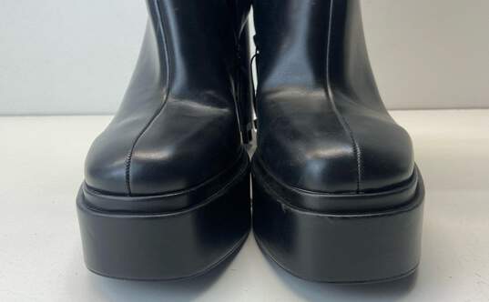 ZARA Black Chunky Platform Heel Ankle Zip Boots Size 41 image number 4