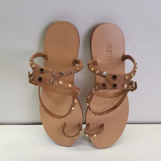 Senso Cassie Tan Leather Studded Ankle Strap Sandals Shoes Women's Size 41 image number 6