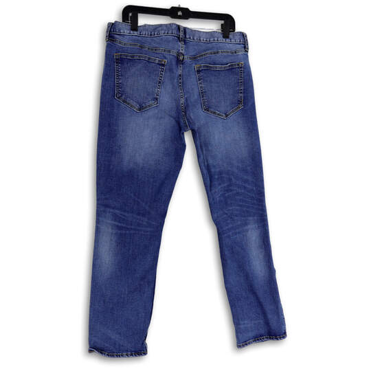 Mens Blue Denim Medium Wash 5-Pocket Design Straight Leg Jeans Size 35X30 image number 2