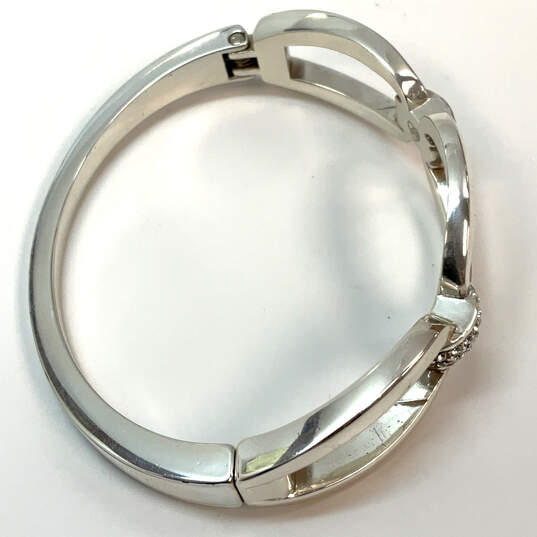 Designer Brighton Silver-Tone Crystal Meridian Swing Hinged Bangle Bracelet image number 4
