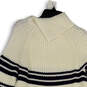 Womens Ivory Chunky Waffle Knit Long Sleeve Pullover Sweater Size 10-12 image number 3