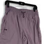 Womens Purple Elastic Waist Drawstring Tapered Leg Jogger Pants Size M image number 3