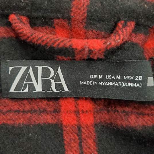 Zara Women Red Plaid Jacket M NWT image number 3