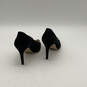 Womens Black Leather Suede Pointed Toe Slip-On Stiletto Pump Heels Size 7.5 image number 2