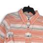 NWT Columbia Womens Pink Gray Striped Spread Collar Button-Up Shirt Size Large image number 3