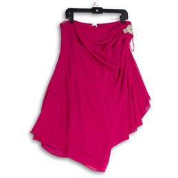 Womens Pink Asymmetrical Hem Side Zip Knee Length A-Line Skirt Size 10