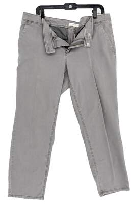 Womens 452390 Gray Flat Front Slash Pocket Zip Straight Leg Chino Pants 14