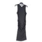 Womens Black Ruched Wide Strap Round Neck Midi Bodycon Dress Size Medium image number 1