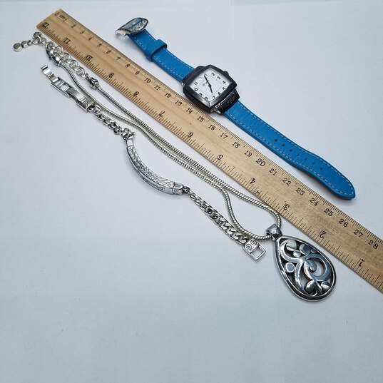 Brighton Orchard Blue Leather Band Watch, Pendant Necklace, and Bracelet Set image number 6