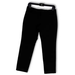 Womens Black Flat Front Pockets Stretch Straight Leg Ankle Pants Size 6