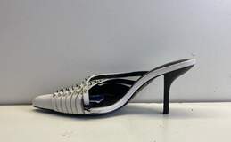 Zara Studded Mule Heels Size 7 White alternative image