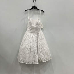 NWT Womens White Lace Pleated Sleeveless Back Zip Mini Dress Size 8 alternative image