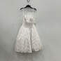 NWT Womens White Lace Pleated Sleeveless Back Zip Mini Dress Size 8 image number 2