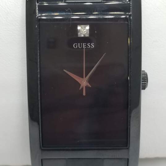 Guess Diamond Accent Black Case Men's Stainless Steel Watch image number 2