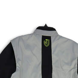 Mens Black Gray Mock Neck Long Sleeve Double Vent Golf Pullover Jacket Sz M alternative image