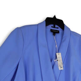 NWT Womens Blue Long Sleeve Shawl Collar Pockets Button Front Blazer Sz 28