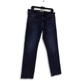 Womens Blue Denim Medium Wash Pocket Stretch Straight Jeans Size 34/32