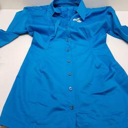 Zara bright blue long sleeve mini shirt dress XL alternative image
