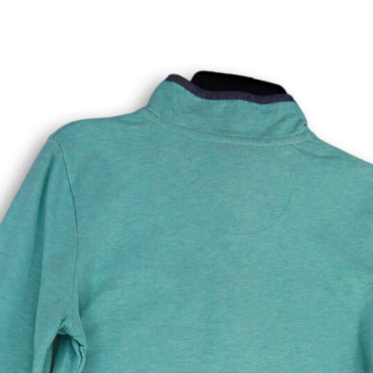 Womens Green Mock Neck Long Sleeve Pullover Classic Sweatshirt Size Small image number 4