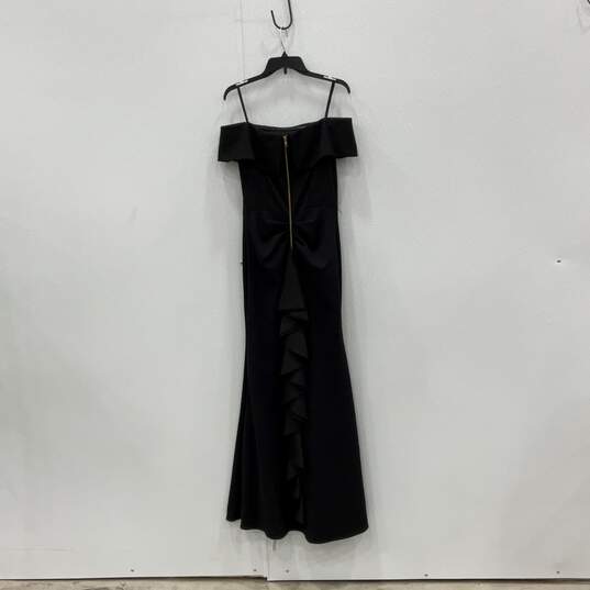 Womens Black Strapless Off The Shoulder Back Ruffle Maxi Dress Size 8 image number 2