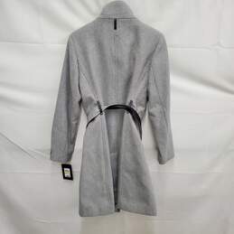 NWT DKNY WM's Wide Lapel Belted Wool Light Gray Trench Coat Size MM alternative image