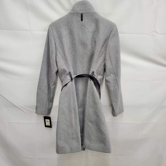 NWT DKNY WM's Wide Lapel Belted Wool Light Gray Trench Coat Size MM image number 2